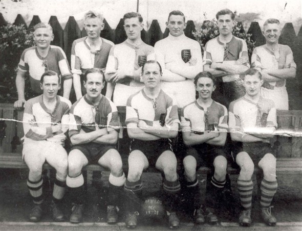Photo:Group portrait of the Arnolds football team, c.1930s