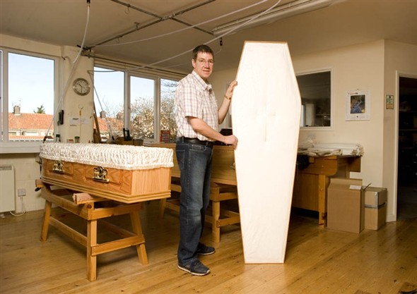 Photo:Portrait of Coffin outfitter Trevor Sandall in the workshop