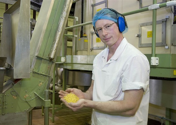 Photo:Portrait of Michael Randell holding some of the pasta