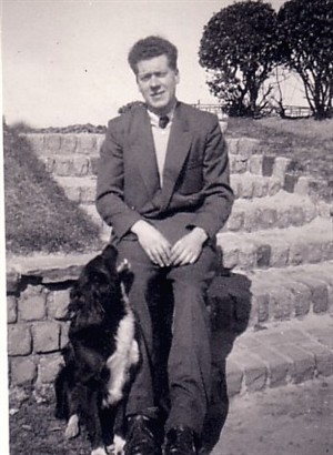 Photo:Eric and his dog Rover at the Yacht Pond 1954
