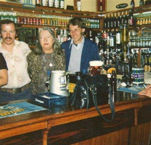 Photo:The Landlady of The Bath Hotel Vera Perks and two bar staff taken in 1977