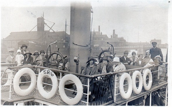 Photo:upper deck of a double ended steamer resolute?