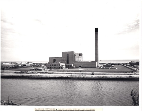 Photo:Photograph of South Denes Power Station from Gorleston side of the River Yare