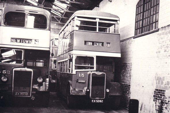 Photo:No 53 (EX 5933) & No 13 (EX 5262) inside the Caister Road depot